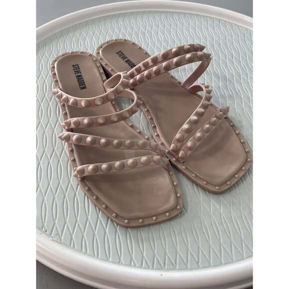 Steve Madden Skyler J Sandals Size 8 Slip On Studded Slides Light Pink Strappy - Picture 8 of 8